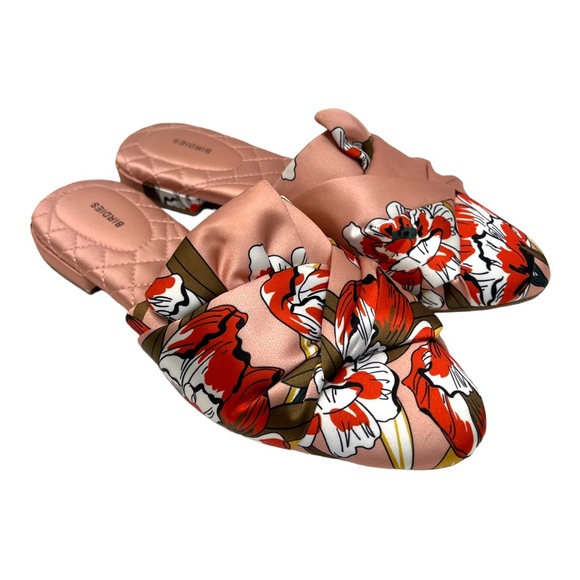 Birdies Shoes - Birdies Songbird Peach Floral Satin Slide Mules Women’s 7.5